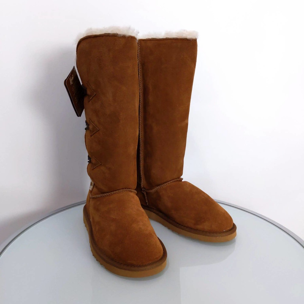Kemi Womens Brown Chestnut Sheepskin Fur Suede Winter Snow Boots
